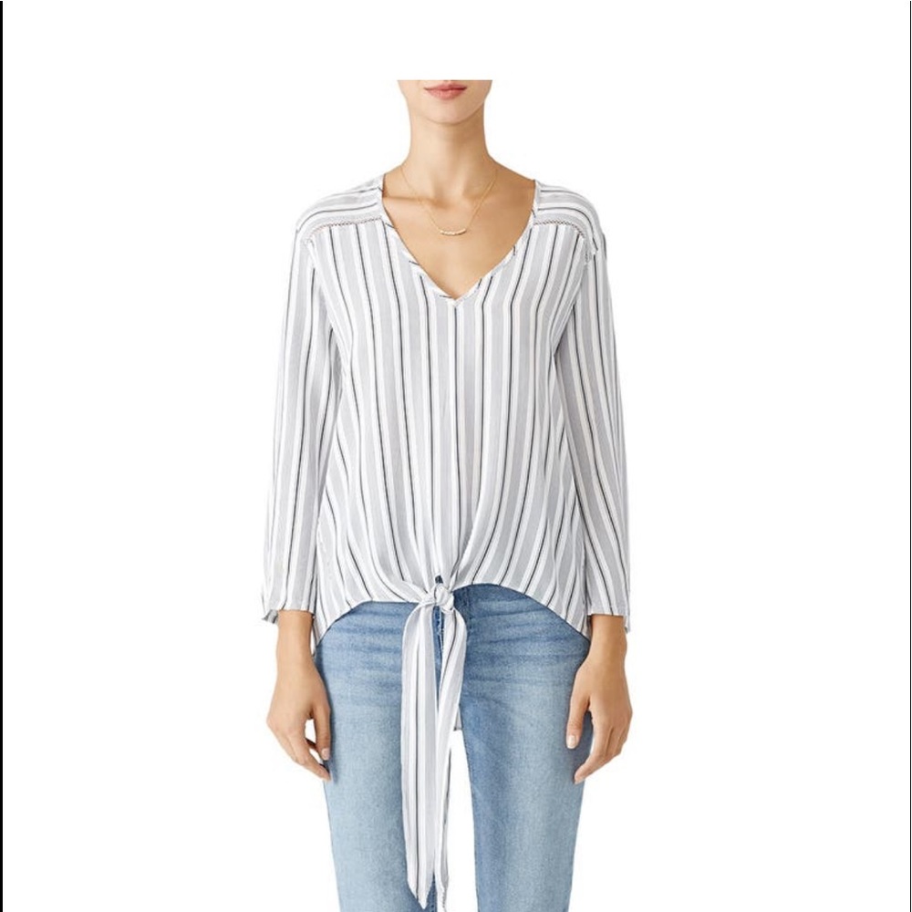 Waverley Grey tie front top